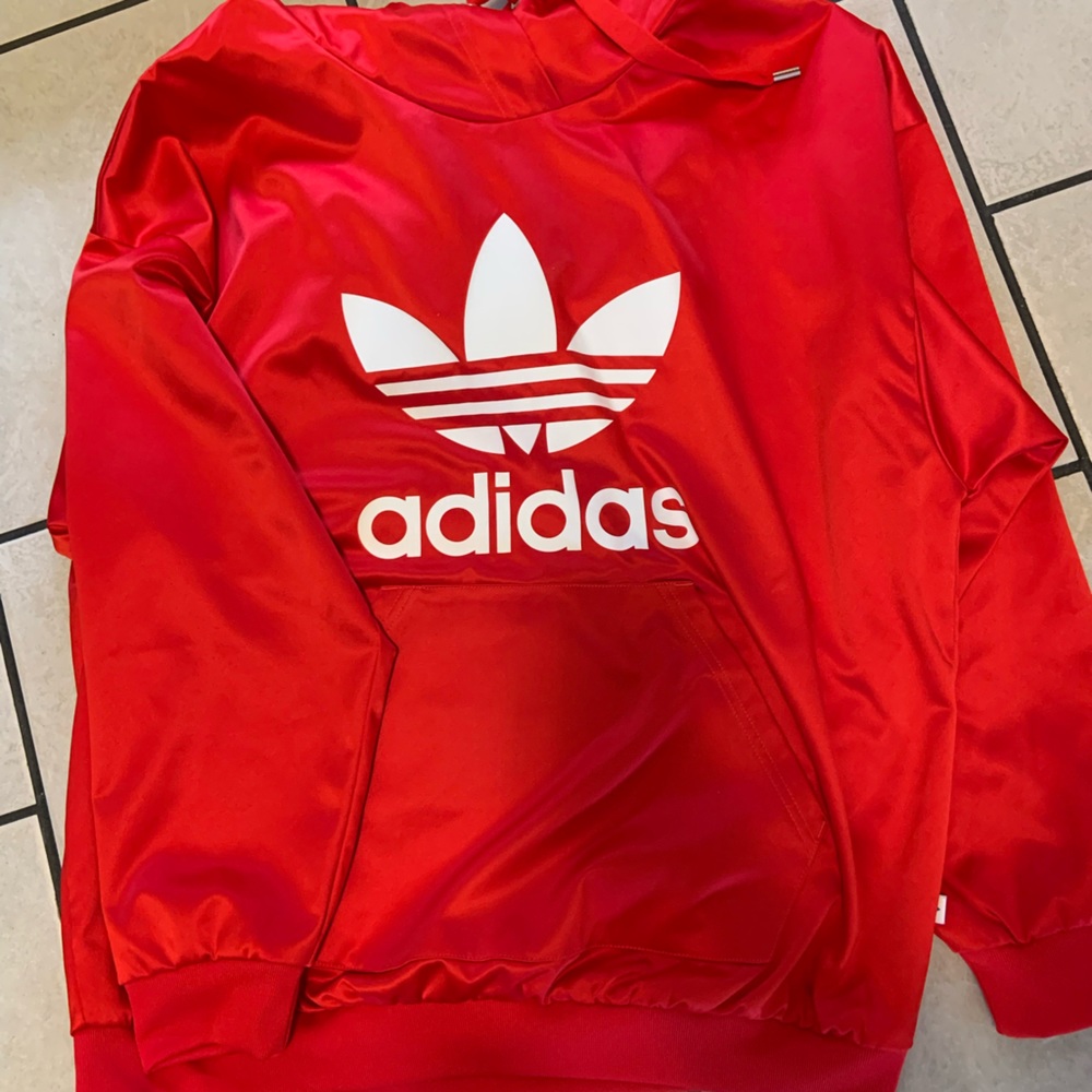 Adidas Satin Hoodie, red, size L